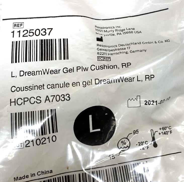 1125037 - RESPIRONICS - L dream wear gel plw cushion RP, (EA/1)