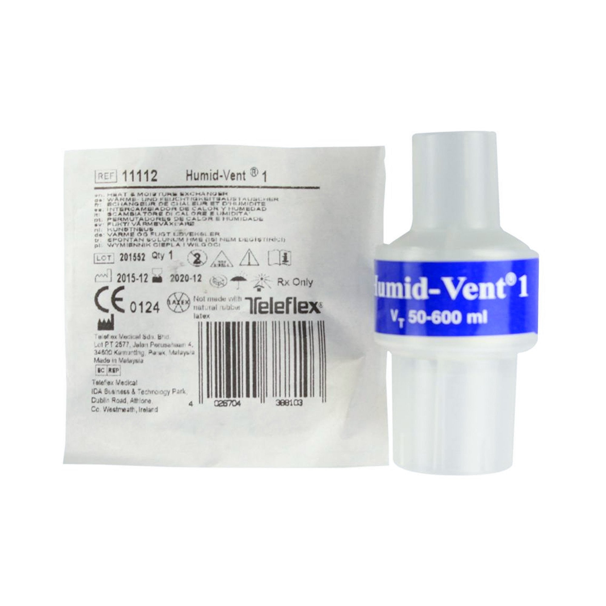 336061 - Humid-Vent - Humid-Vent Heat and Moisture Exchanger 35.37 mg H_O/L @ VT 200 mL 1.09 cm H_O @ 30 LPM, 11112, Case of 50, (CS)