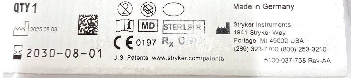 5100-037-114 - STRYKER - Large Tear Cross Cut Rasp (14.0 x 7.0mm), (EA/1)