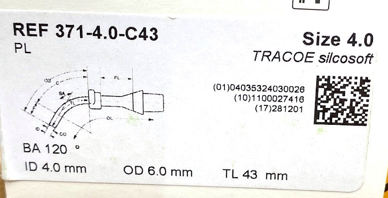 371-4.0-C43 - TRACOE - Tracheostomy Tube for Children, (BX/1)