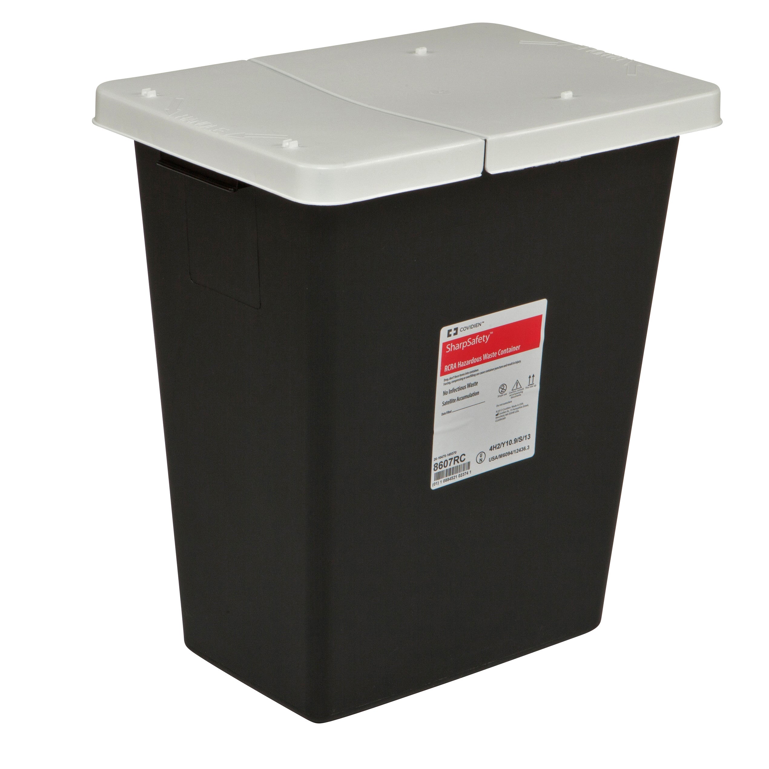 634316 - SHARPS - SharpSafety RCRA Waste Container Black Base 17-3/4 H x 11 D x 15.5 W in, 8 Gallon, 8607RC, Pack of 1, (EA)