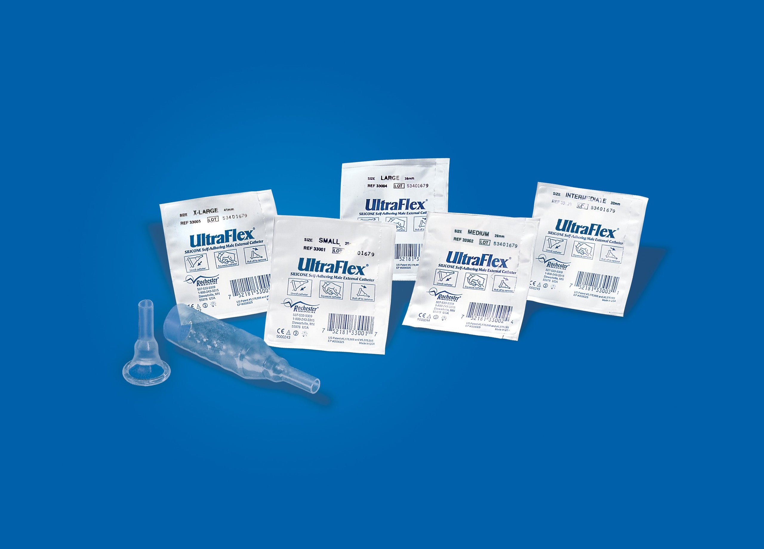 635138 - UltraFlex - Male External Catheter UltraFlex Self-Adhesive Band Silicone Large 33304 Box of 30, (BX)