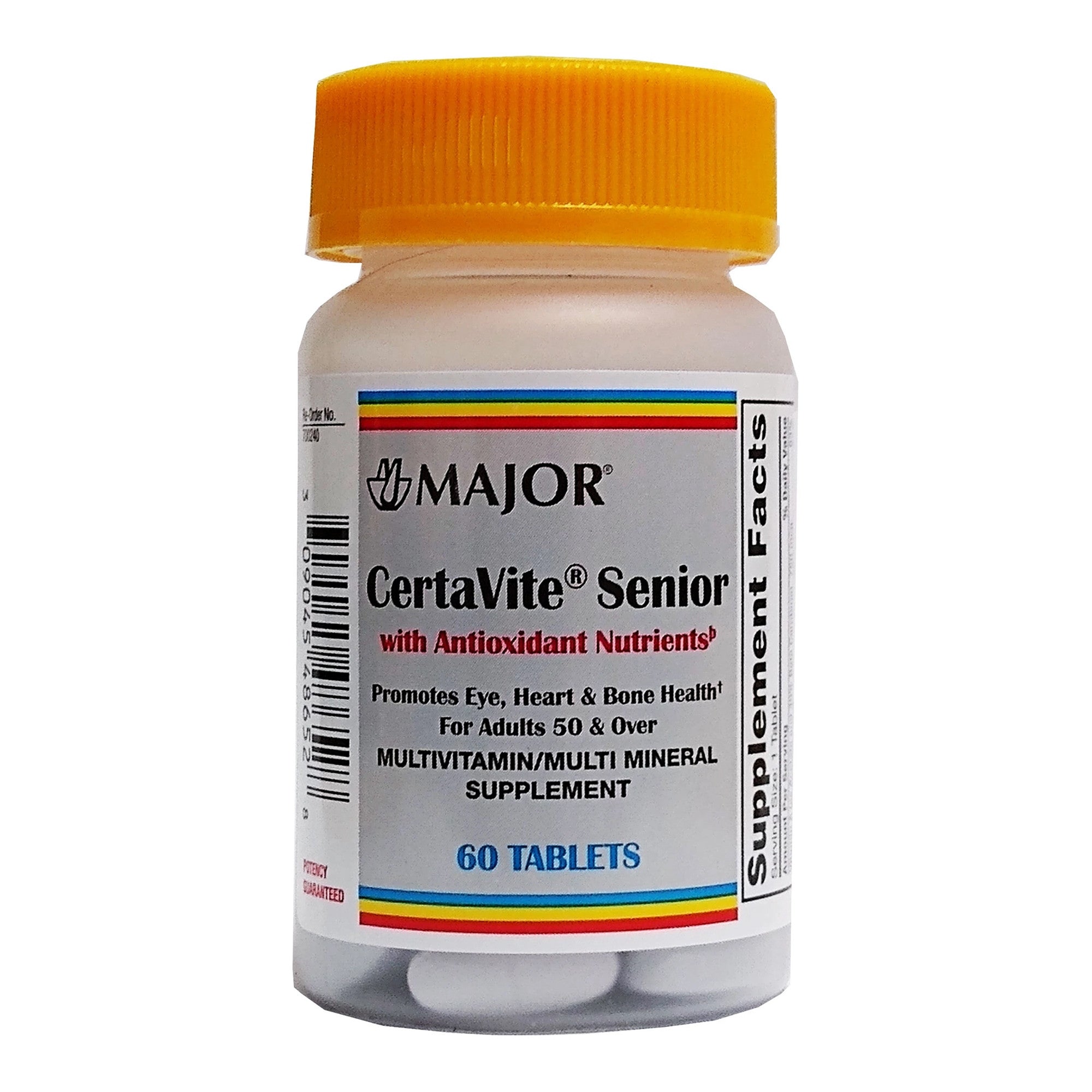 635479 - Major - Multivitamin Supplement CertaVite Senior Vitamin A / Ascorbic Acid / Calcium 2500 IU - 220 mg - 60 mg Strength Tablet 60 Bottle of 1, (BT)