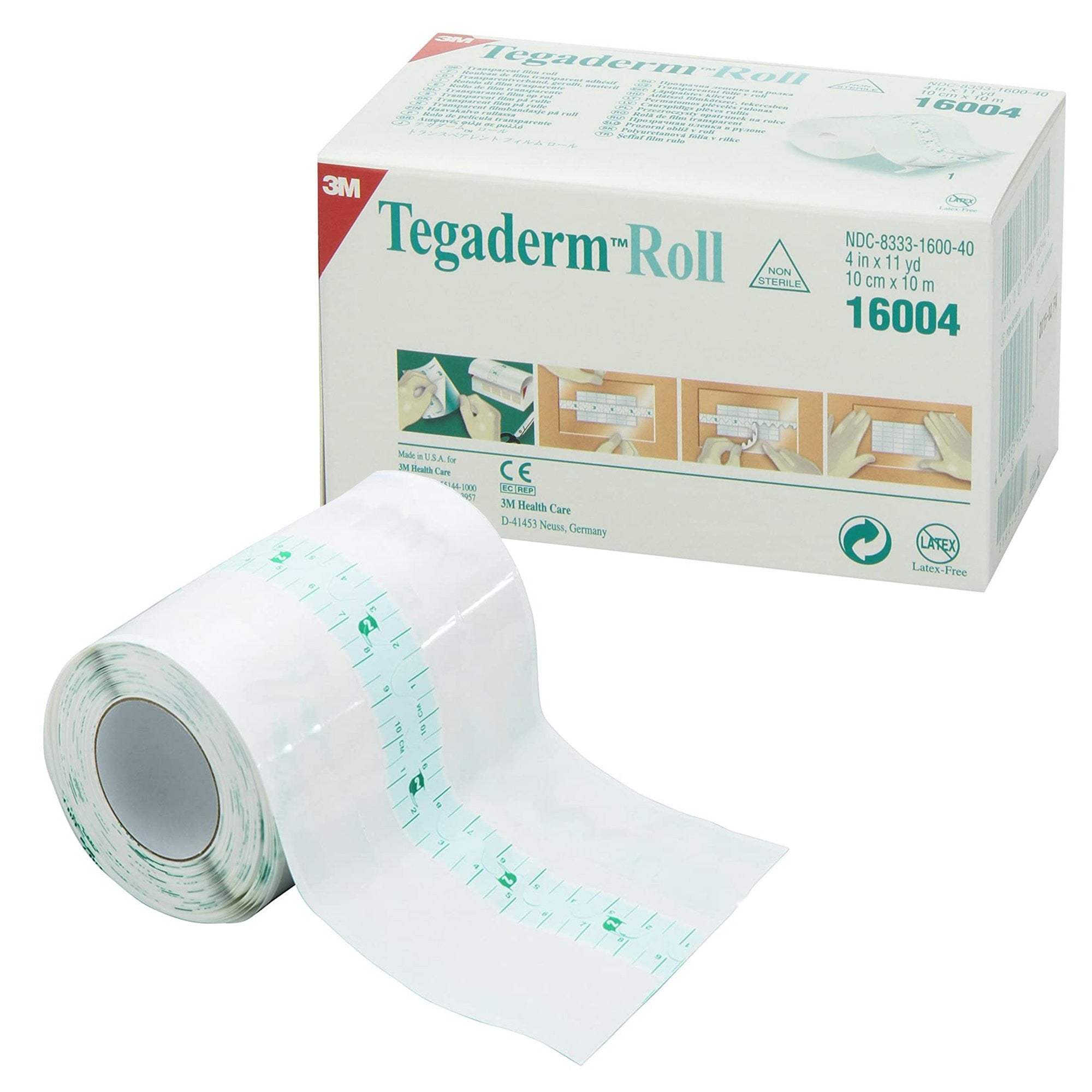 521719 - Tegaderm - 3M Tegaderm Transparent Film Dressing 4 Inch X 11 Yard 2 Tab Delivery Roll NonSterile, 16004, Case of 4, (CS)