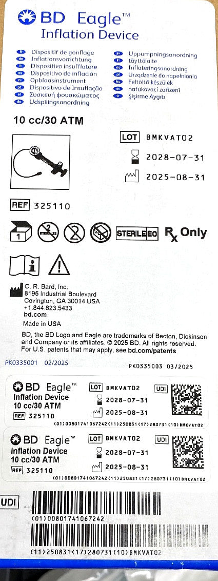 325110 - BARD - Bard® Eagle® Inflation Device, (BX/1)