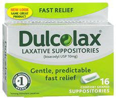 650326 - Dulcolax - Laxative Dulcolax Suppository 10 mg Strength Bisacodyl USP Carton of 16, (CT)