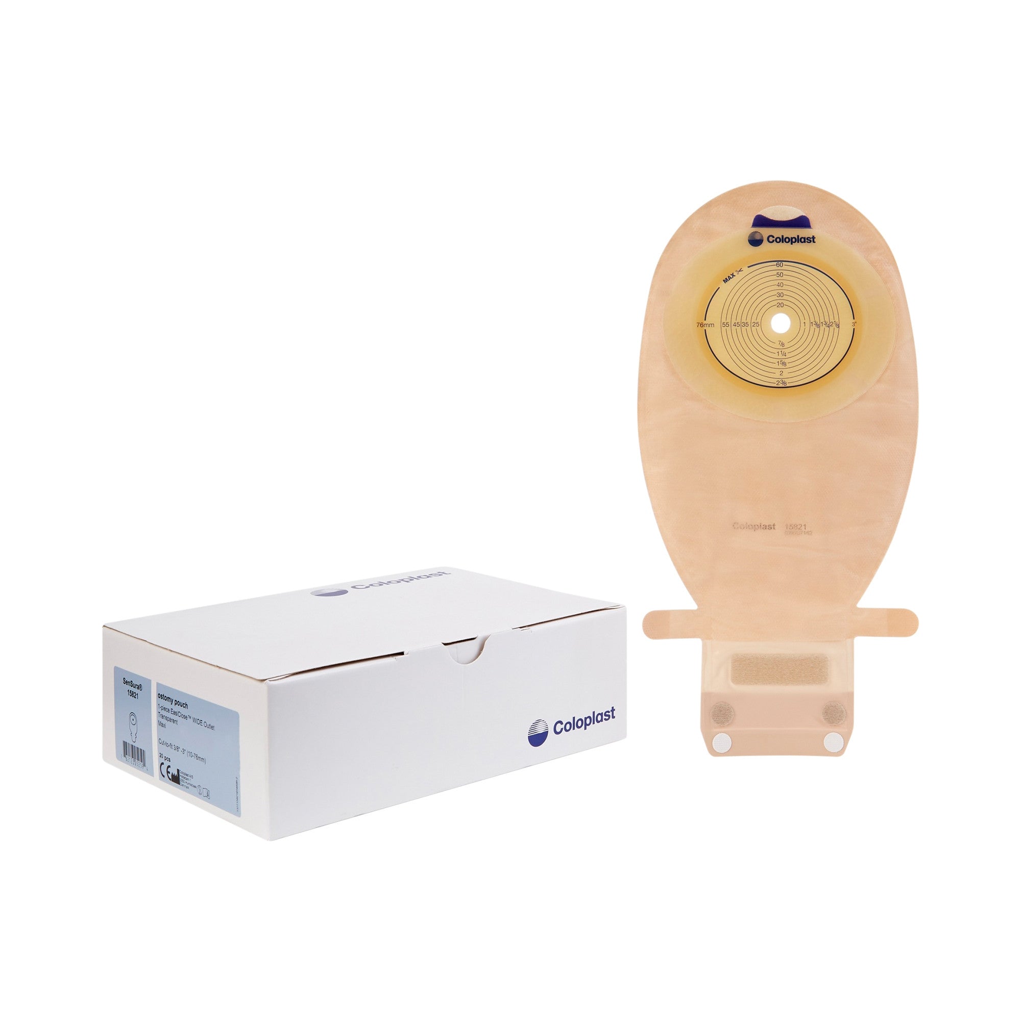 654056 - SenSura - Colostomy Pouch SenSura One-Piece System 11-1/2 Inch Length, Maxi Flat, Trim to Fit 3/8 to 3 Inch Stoma Drainable 15821 Box of 20, (BX)