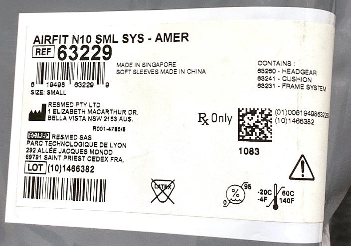 63229 - RESMED - AIRFIT N10 SML SYS, (EA/1)