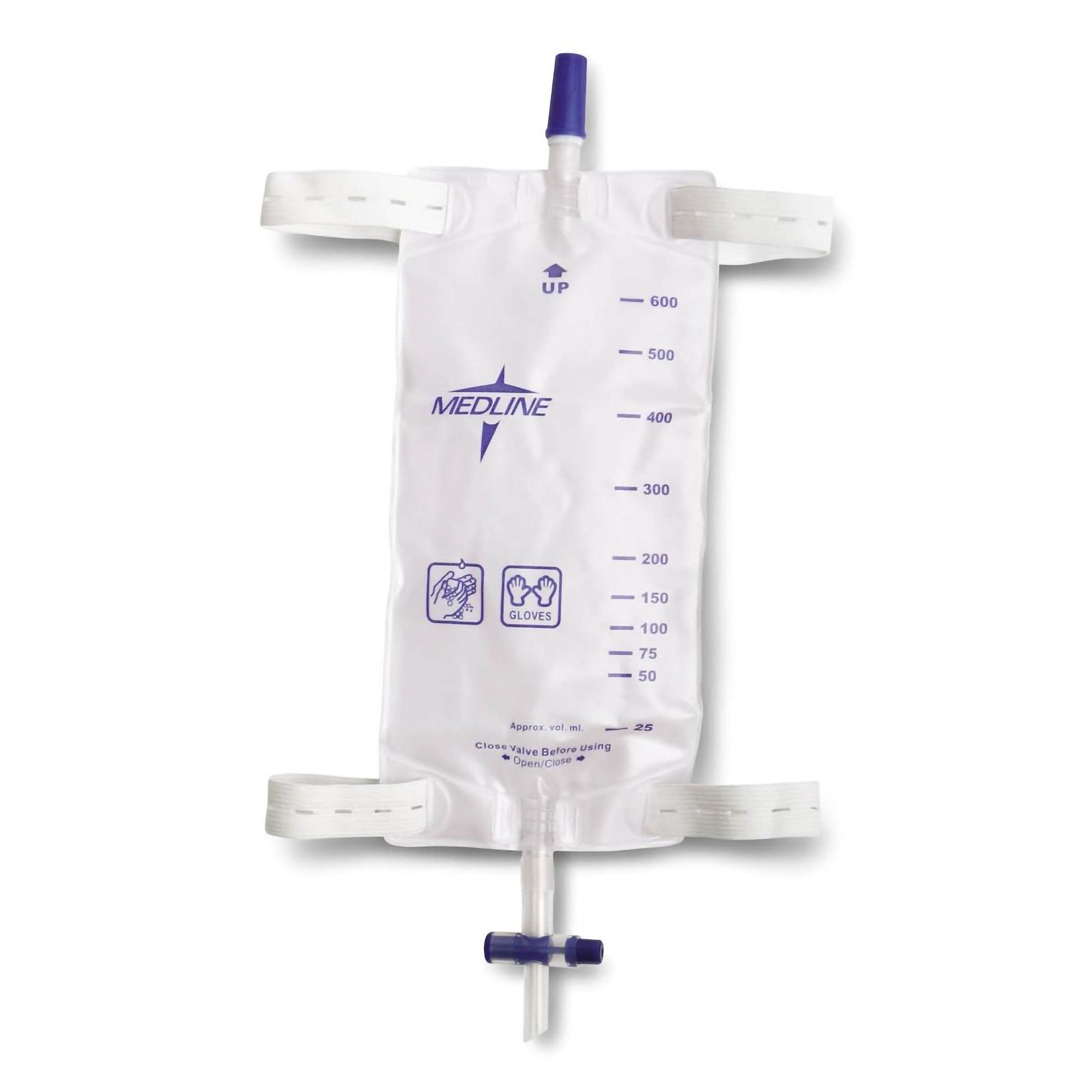 689311 - Medline - Urinary Leg Bag Medline Anti-Reflux Valve Sterile Fluid Path 600 mL Vinyl DYND12584 Pack of 1, (EA)