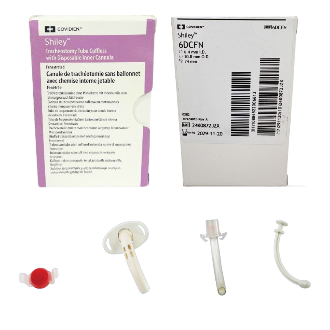 314380 - Shiley - Shiley Adult Fenestrated Tracheostomy Tube, Cuffless (No balloon), with Disposable Inner Cannula, Size 6 – Medtronic 6DCFN, Pack of 1, (EA)