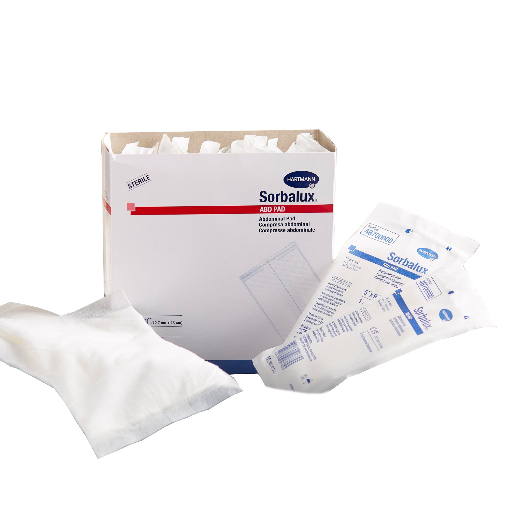 625306 - Sorbalux - Sorbalux ABD Abdominal Pad 5 X 9 Inch 1-Ply Sterile 1 per Pouch, 48700000, Case of 400, (CS)