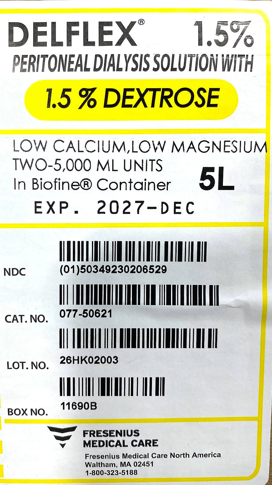 71-4636 - FRESENIUS - PERITONEAL DIALYSIS SOLUTION WITH 1.5% DEXTROSE, (BX/2)