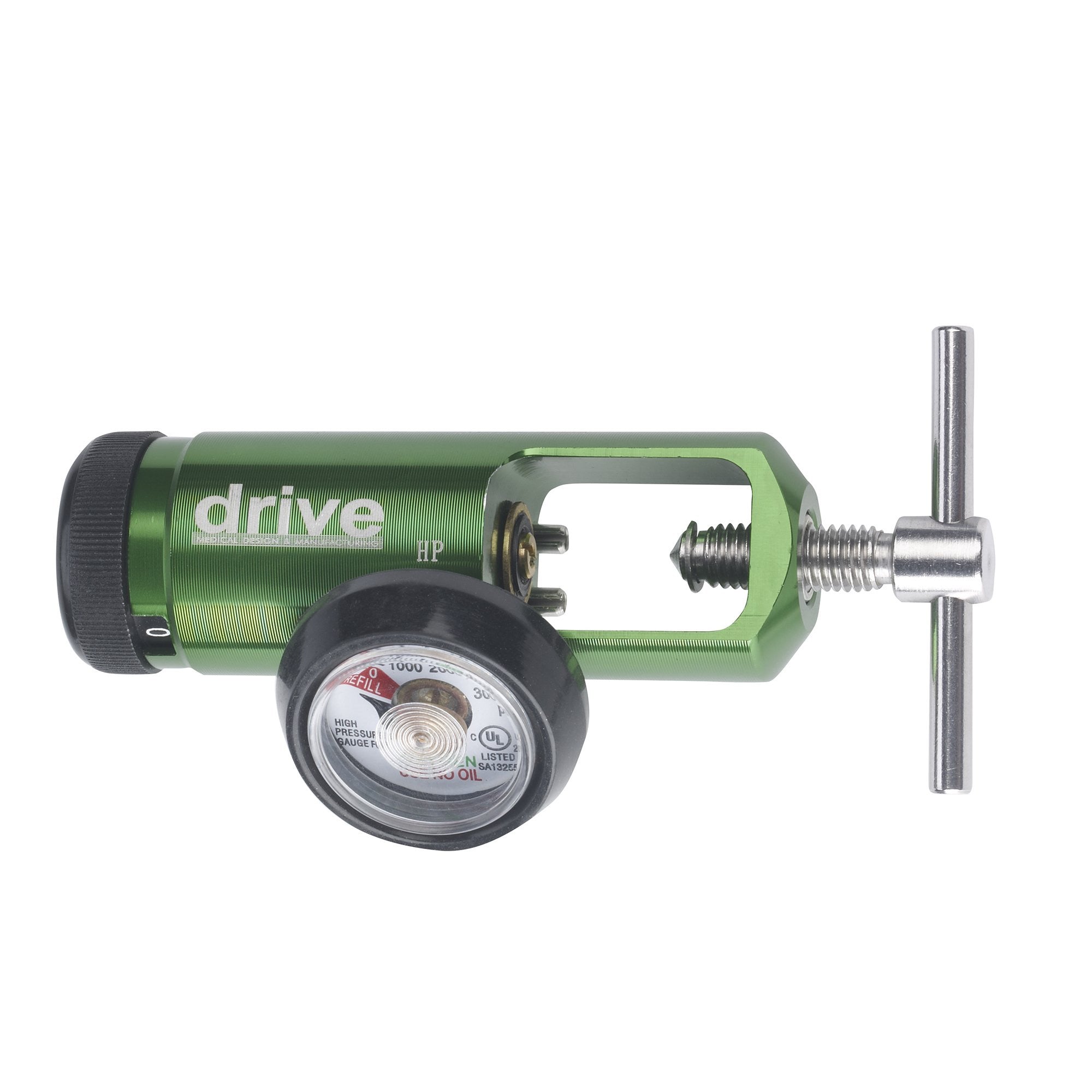 851755 - Drive - Drive Mini Oxygen Regulator Click Style 0 - 15 LPM Barb Outlet CGA-870, 18302GMN, Pack of 1, (EA)