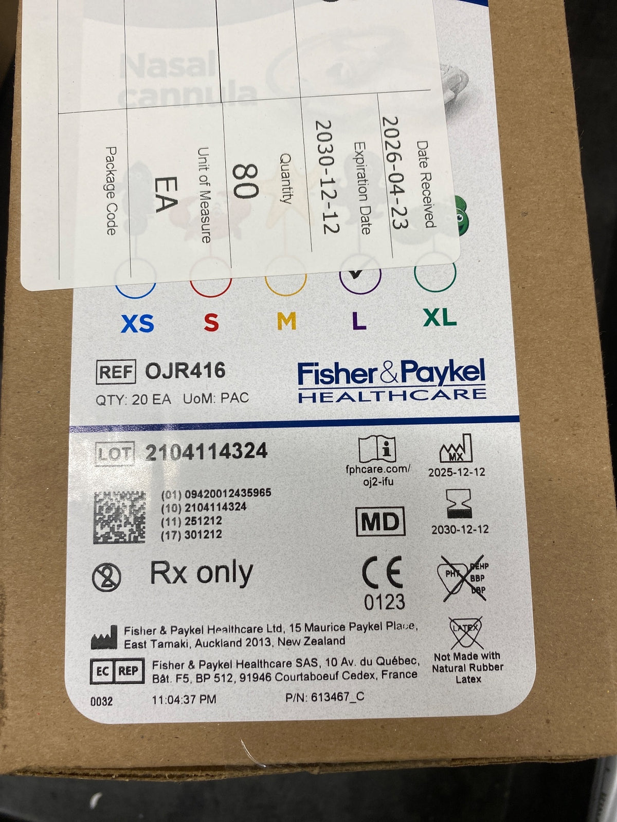 OJR416 - FISHER & PAYKEL - Optiflow Junior Nasal Cannula, (BX/20)