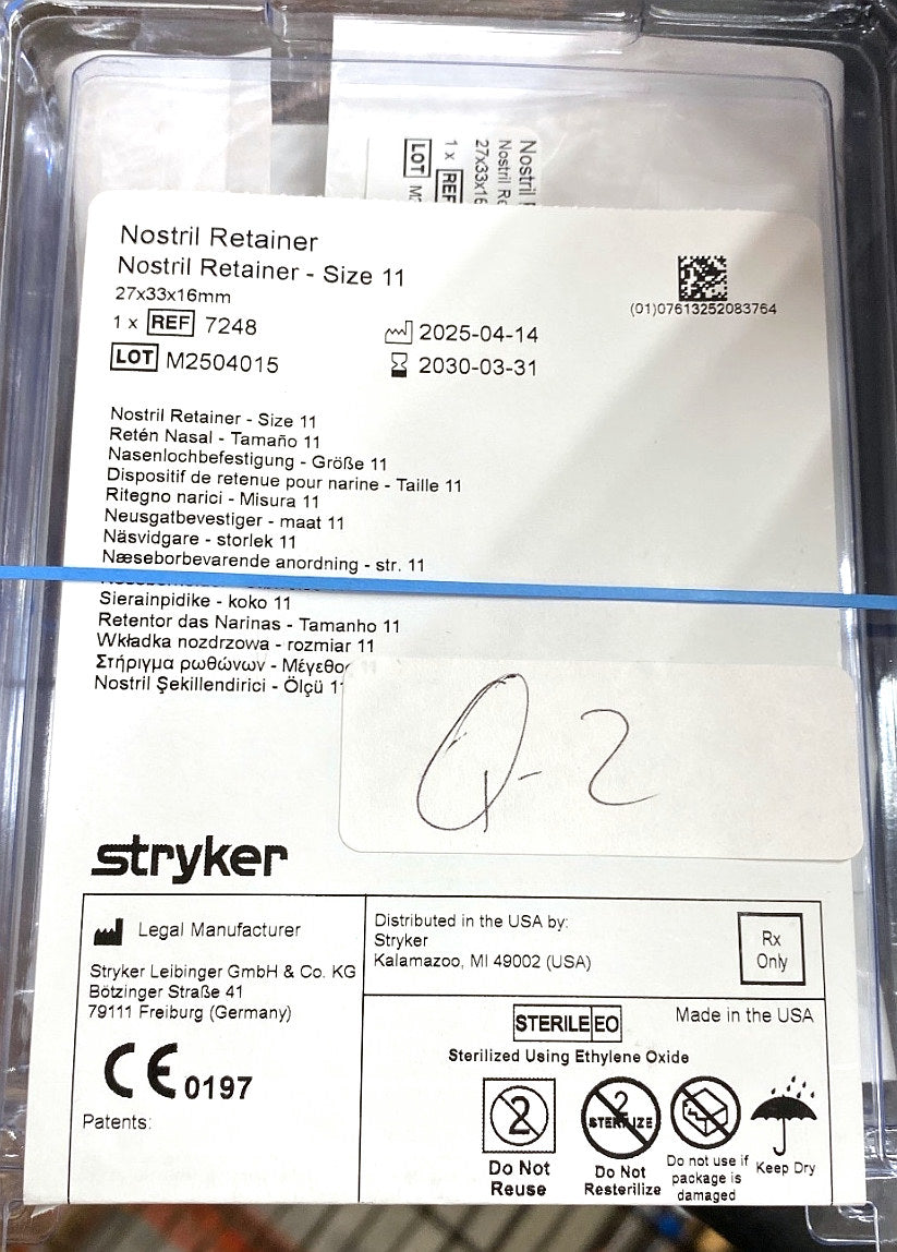 7248 - STRYKER - Nostril Retainer - Size 11, (EA/1)