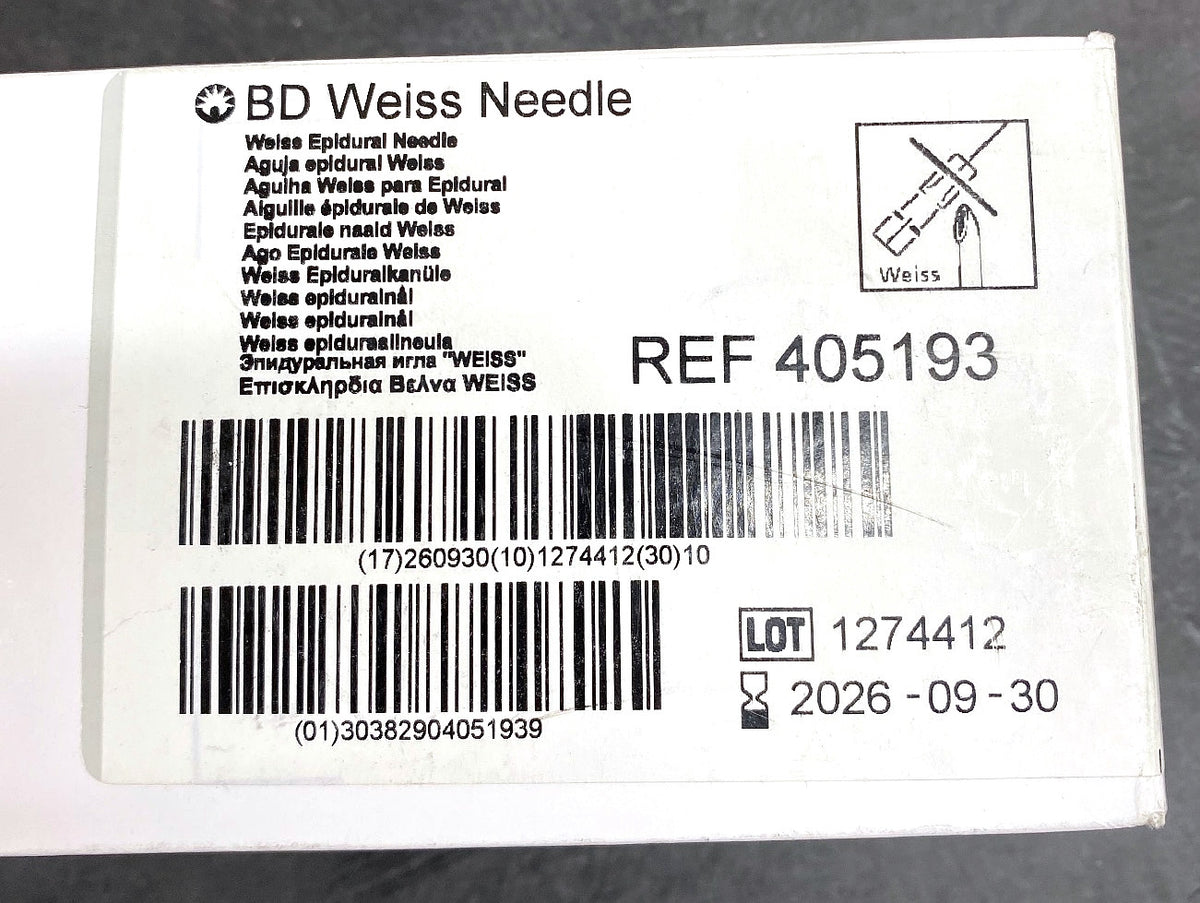 405193 - BD - NEEDLE EPIDURAL S/SU 17GA TW 5IN WEISS, (BX/10)