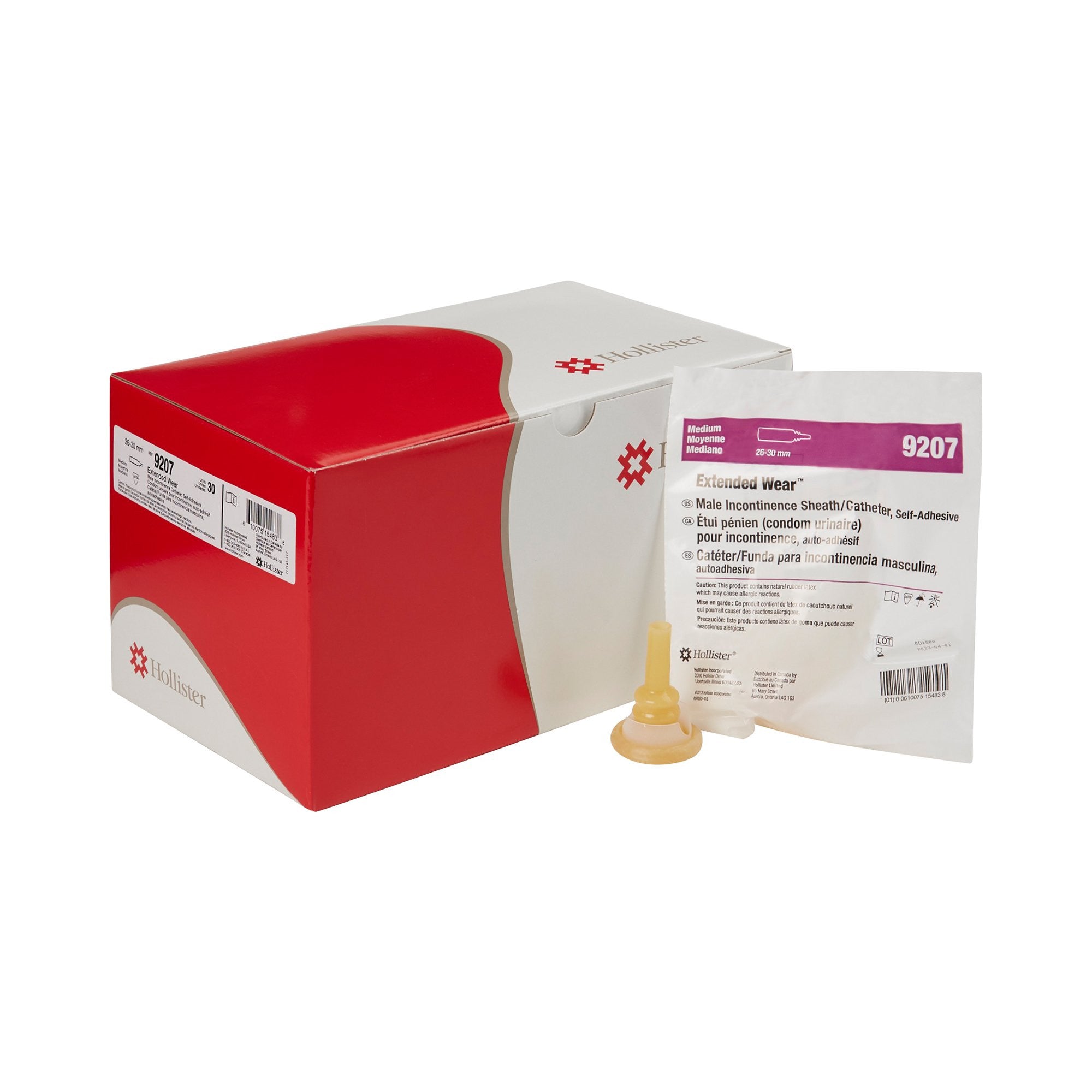 704834 - Extended - Male External Catheter Extended Self-Adhesive Seal Acrylic Medium 9207 Box of 30, (BX)