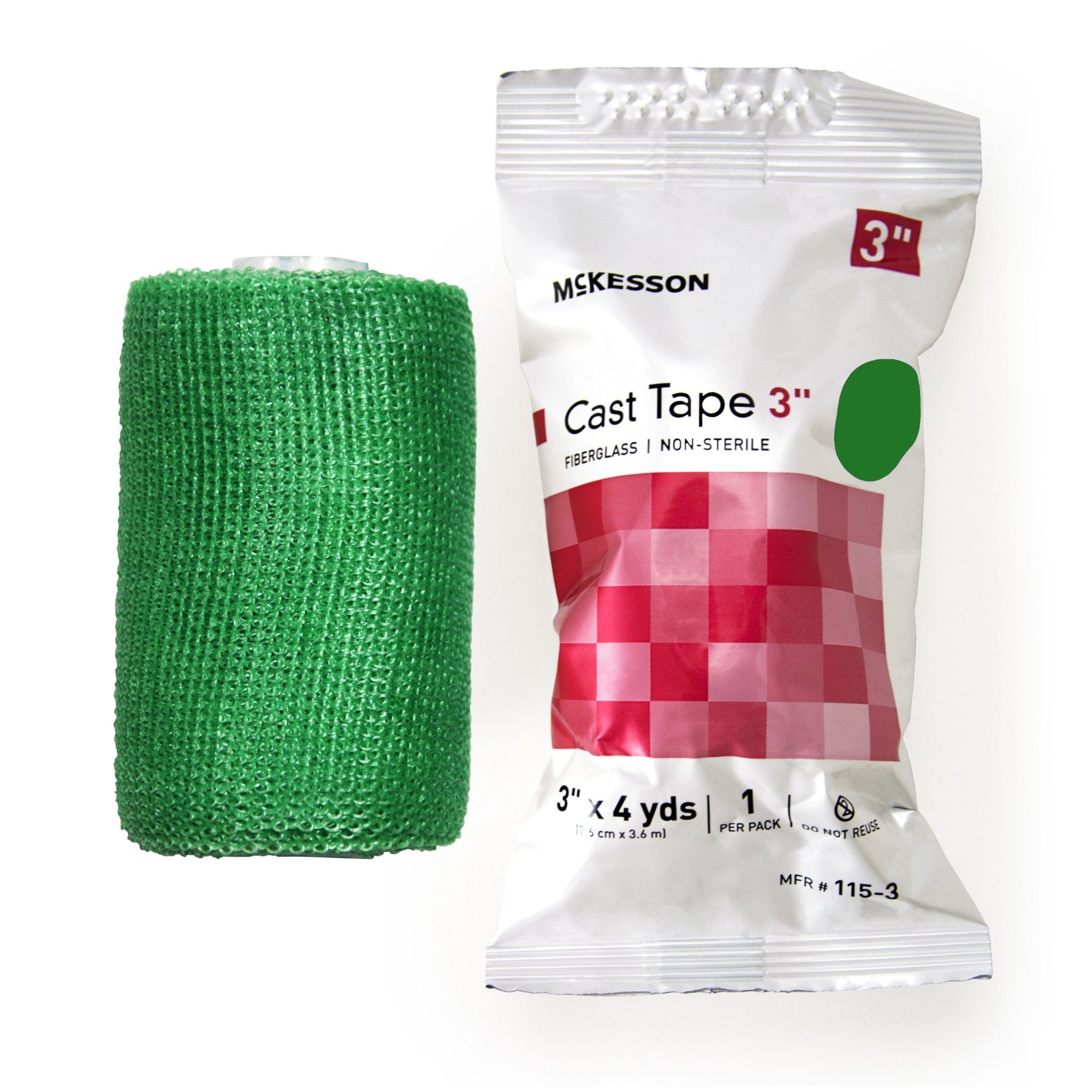 733693 - McKesson - Cast Tape McKesson 3 Inch x 12 Foot Fiberglass Green 115-3G Box of 10, (BX)