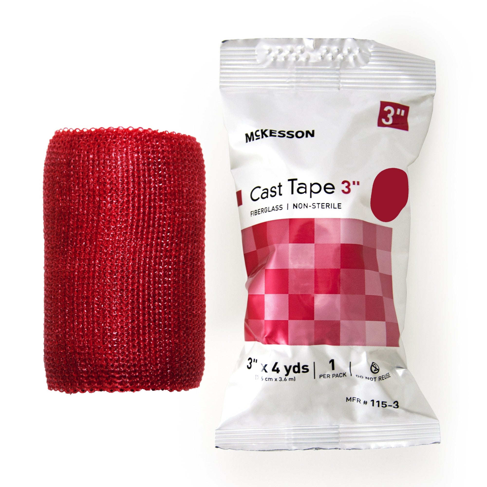 733694 - McKesson - Cast Tape McKesson 3 Inch x 12 Foot Fiberglass Red 115-3R Box of 10, (BX)