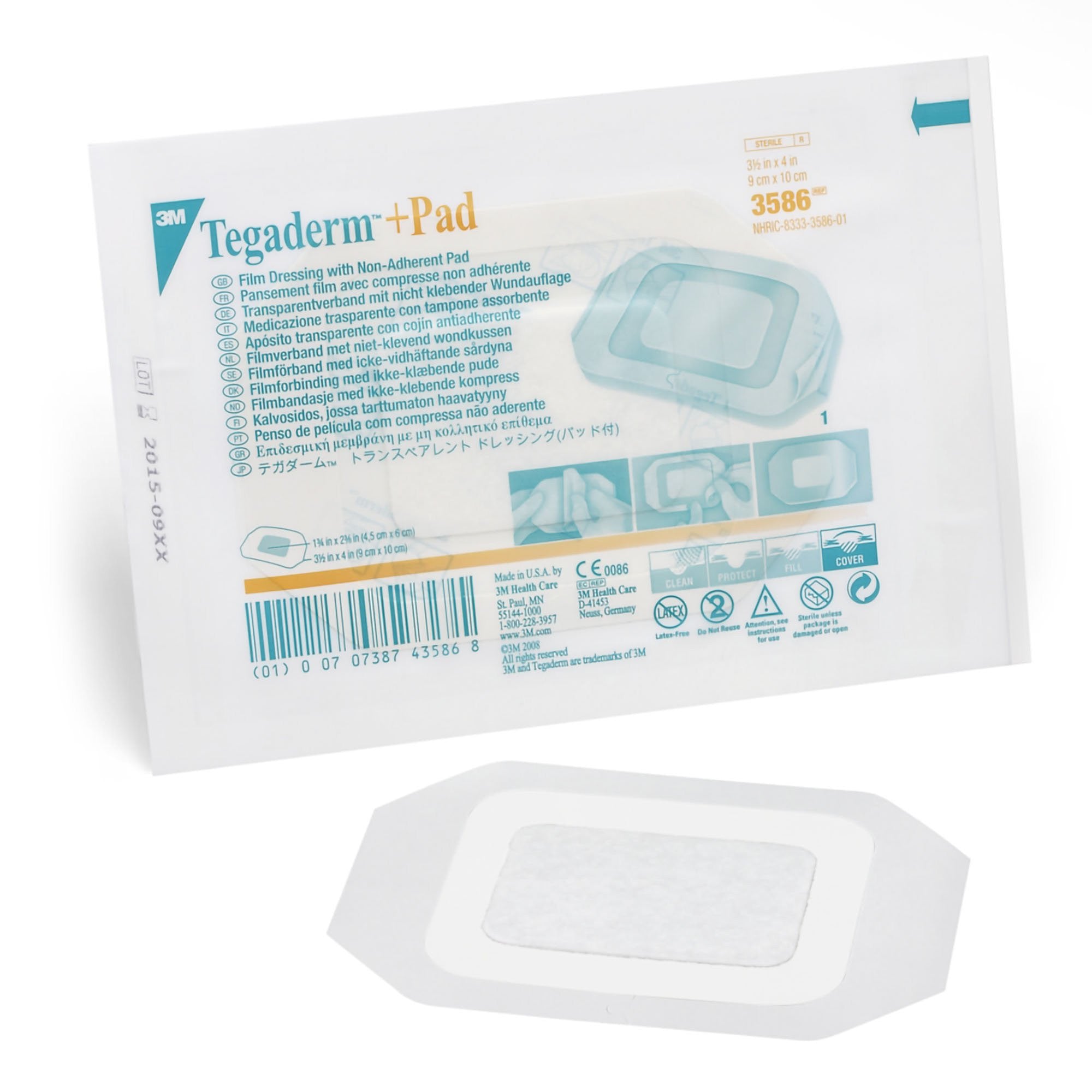 318721 - Tegaderm - 3M Tegaderm +Pad Transparent Film Dressing with Pad 3-1/2 X 4 Inch Frame Style Delivery Rectangle Sterile, 3586, Box of 25, (BX)
