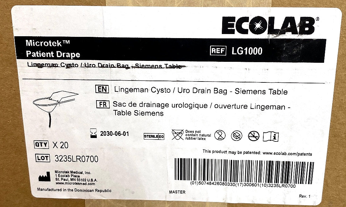 LG1000 - MICROTEK MEDICAL - LINGEMAN CYSTO/URO DRAIN BAG - SIEMENS TABLE, 1-EACH, (BX/20)