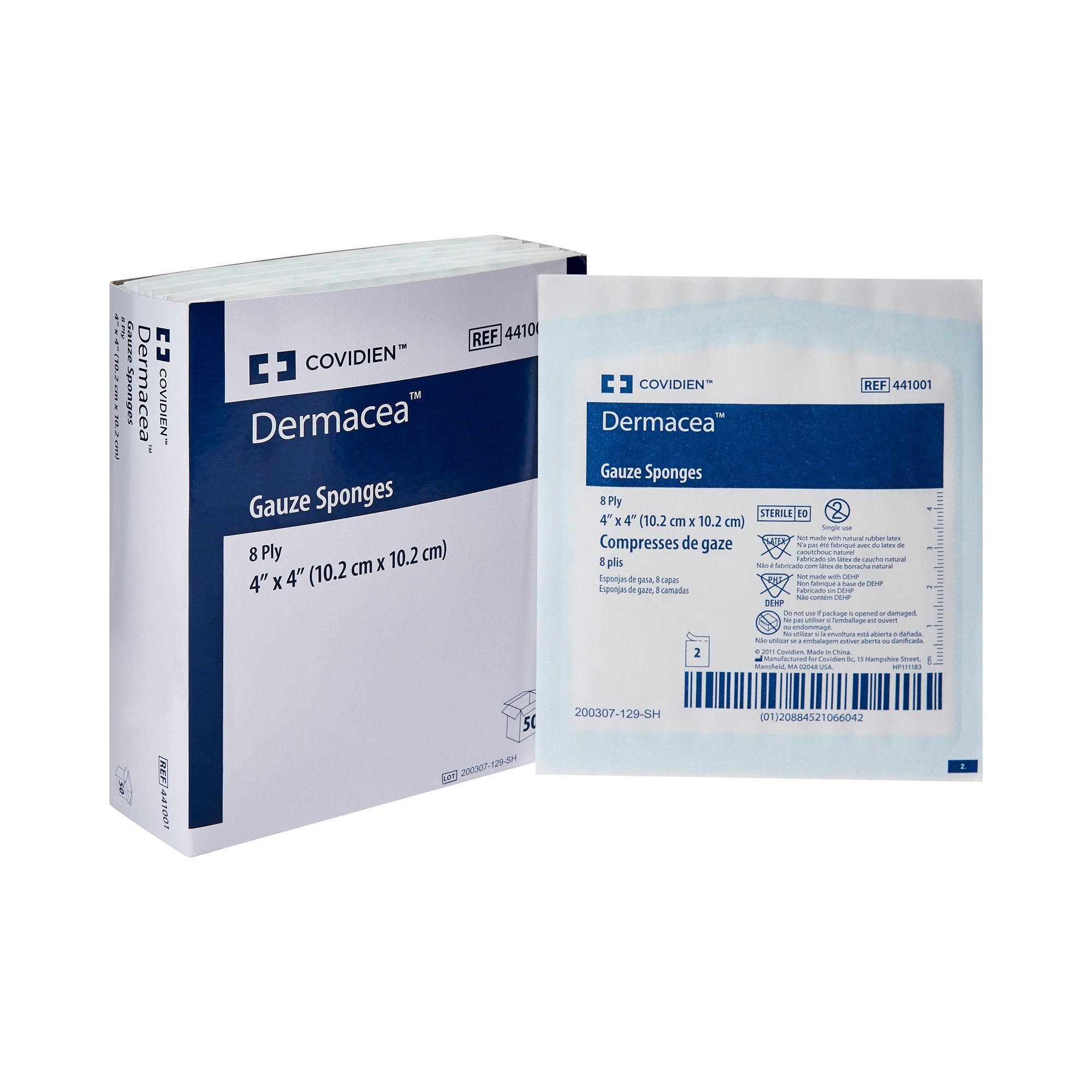 742150 - Derma - Dermacea Gauze Sponge 4 X 4 Inch 8-Ply Sterile 2 per Pack, 441001, Pack of 1, (PK)