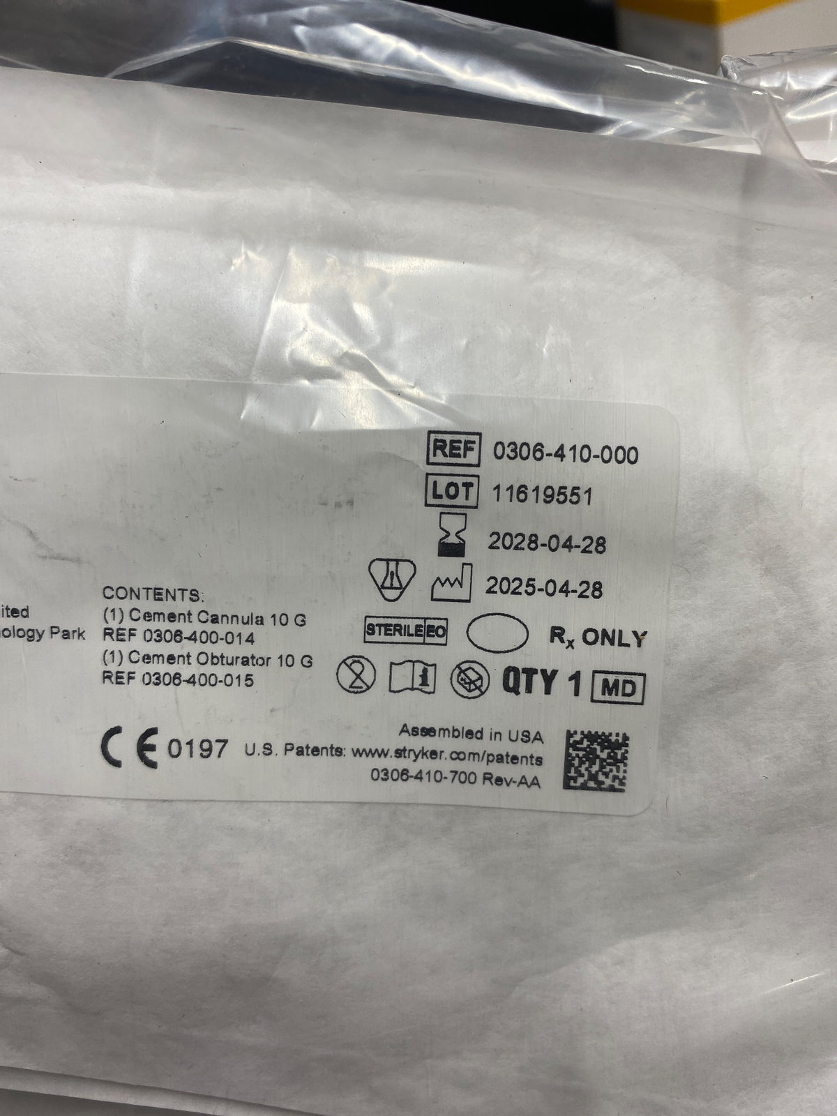 306410000 - STRYKER - Cement Cannula for Kit, (EA/1)