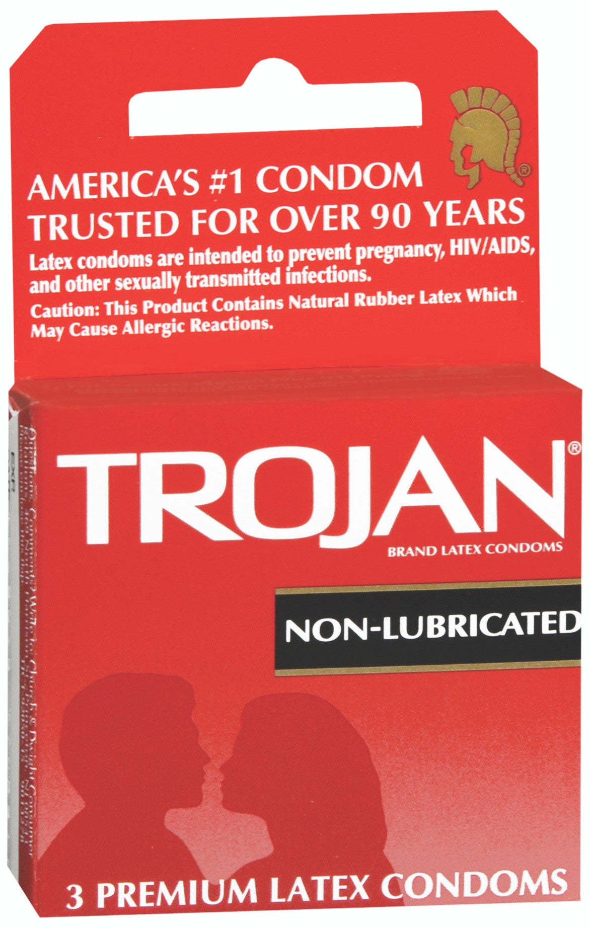 762029 - US PHARMACAL - Condom Trojan Non-Lubricated 3 per Box 1129857 Box of 3, (BX)