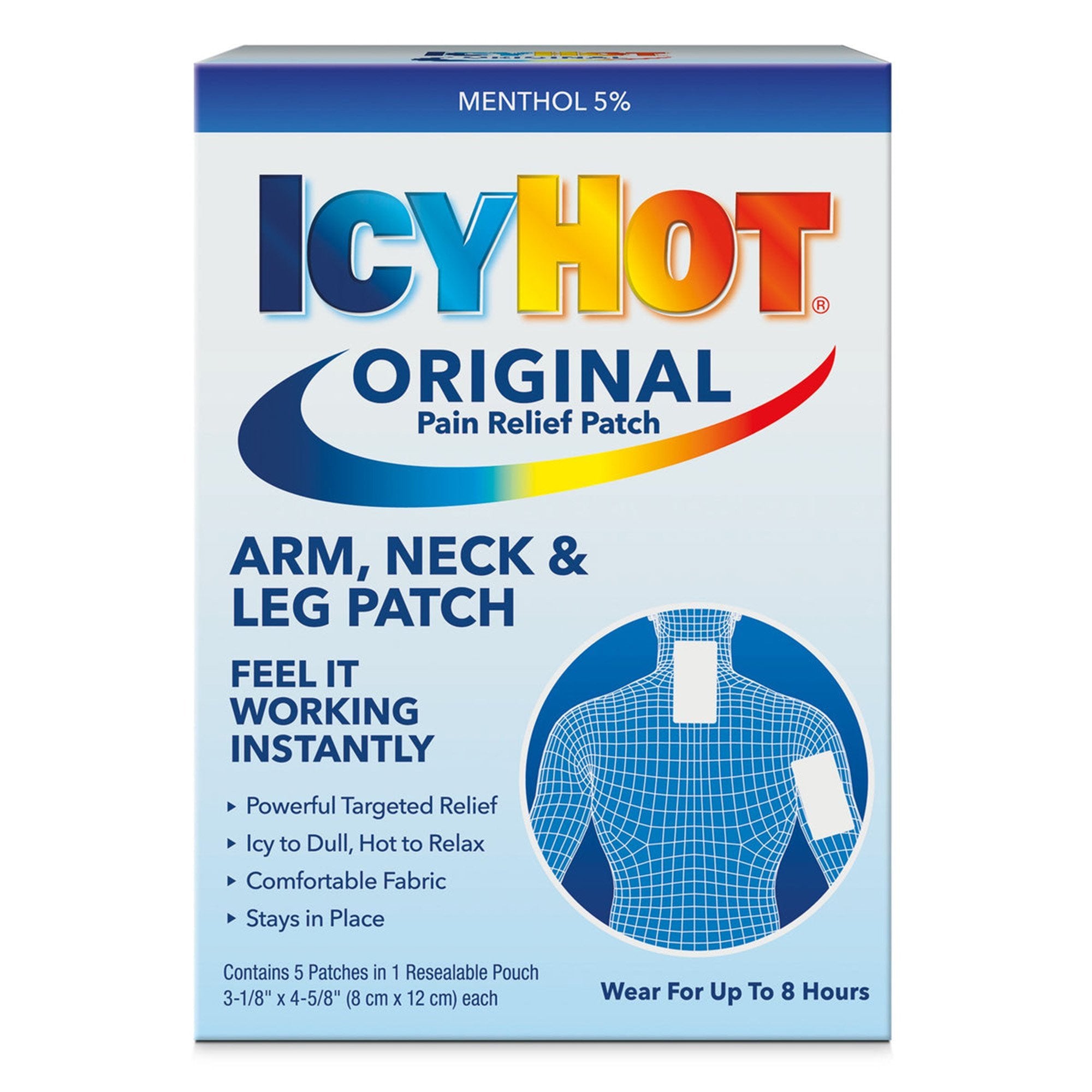 762283 - Icy Hot - Topical Pain Relief Icy Hot 5% Strength Menthol Patch Pack of 5, (PK)