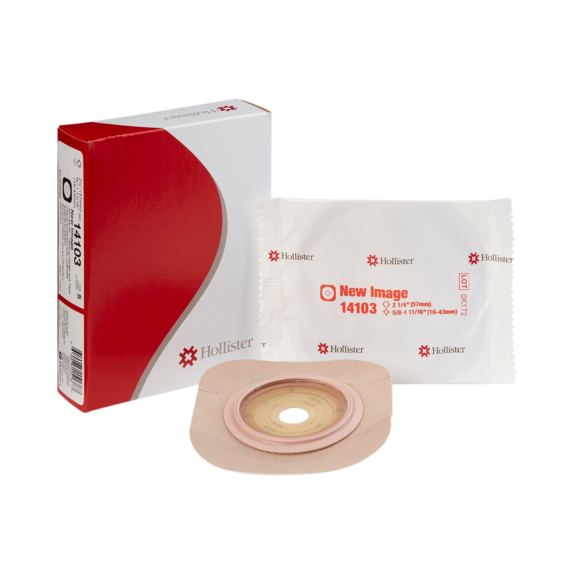 766174 - New Image - Ostomy Barrier New Image FormaFlex Moldable, Extended Wear Adhesive Tape 57 mm Flange Red Code System Up to 1-11/16 Inch Opening 14103 Box of 5, (BX)