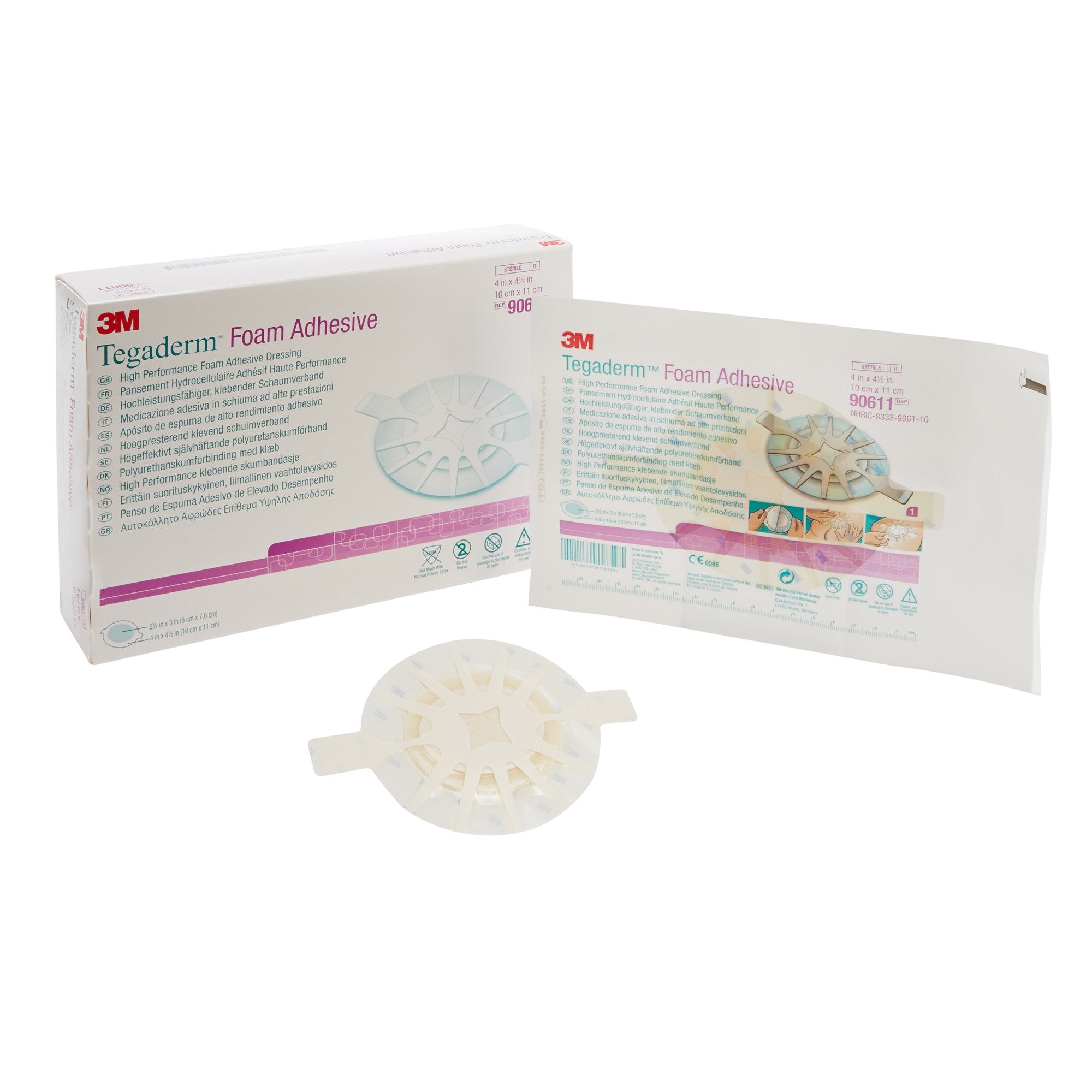 465141 - Tegaderm - 3M Tegaderm High Performance Foam Dressing 4 X 4-1/2 Inch With Border Film Backing Acrylic Adhesive Oval Sterile, 90611, Case of 40, (CS)
