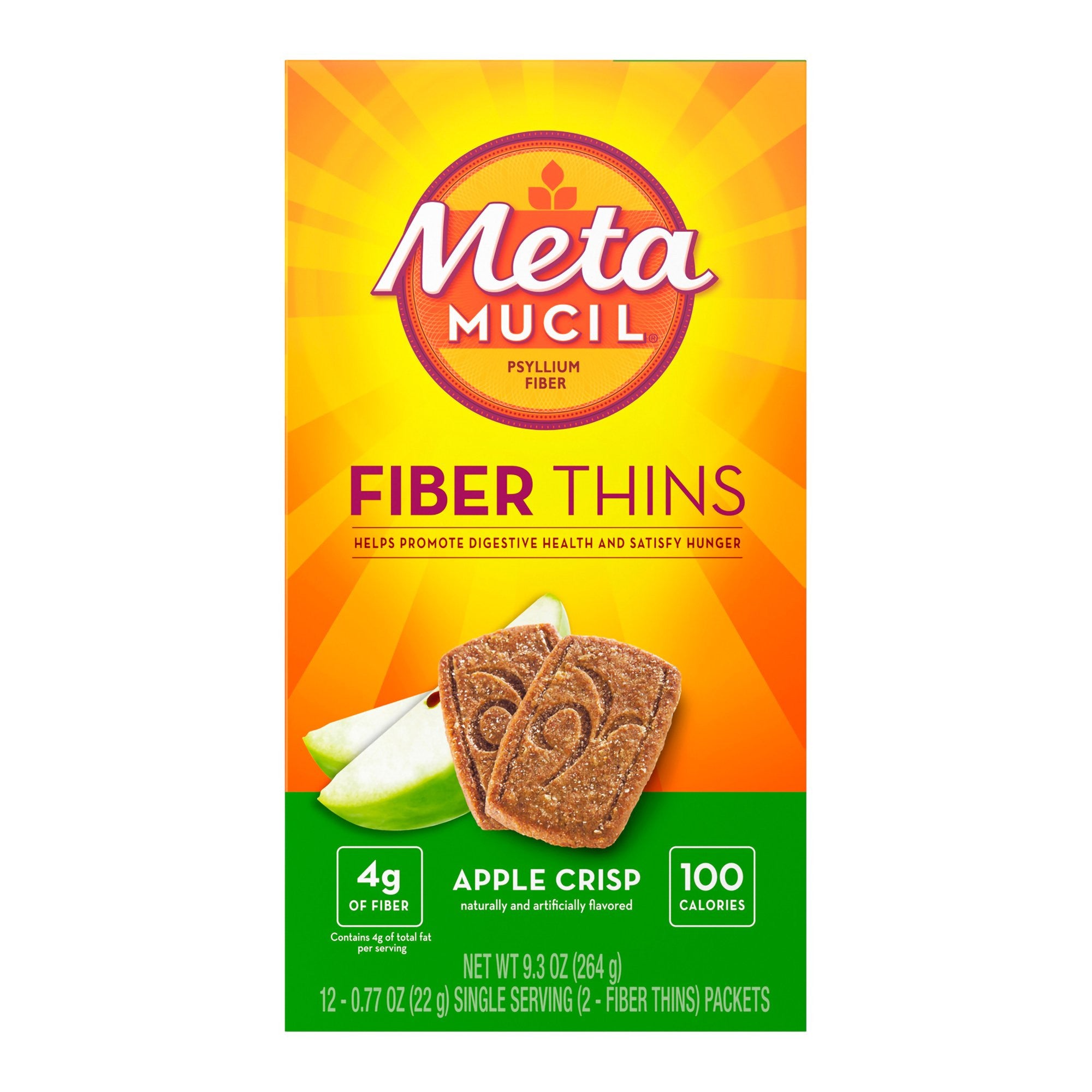 771274 - Metamucil - Fiber Supplement Metamucil Apple Crisp Flavor Wafer 24 Psyllium Husk Box of 24, (BX)