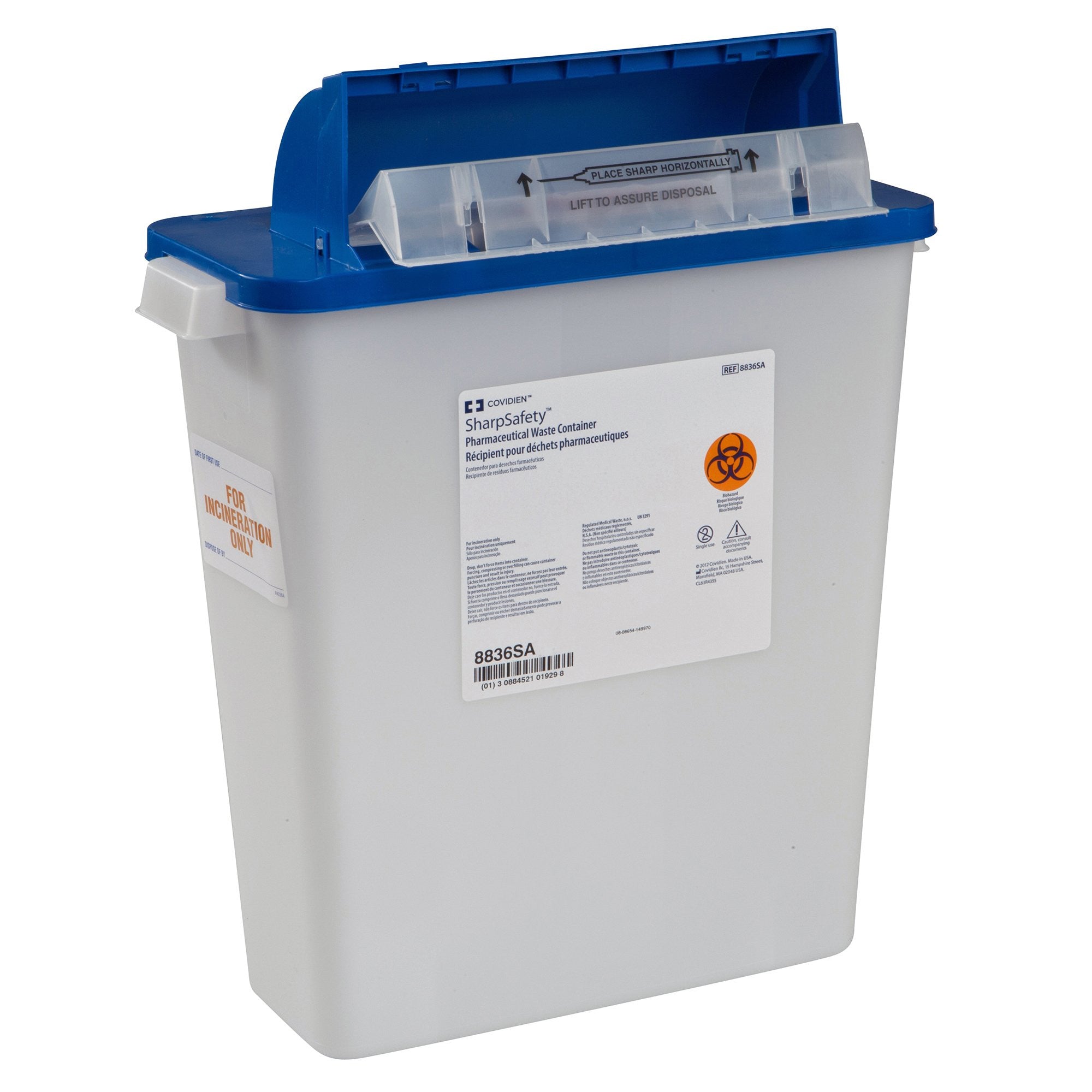 440485 - PharmaSafety - PharmaSafety Pharma Waste Container, White Base, 16.5 H x 13.75 W x 6 D in, 3 gal., 8836SA, Case of 10, (CS)