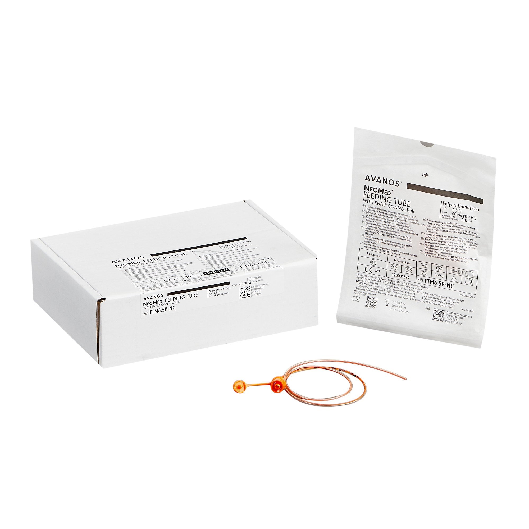 1172532 - NeoMed - NeoMed Nasogastric Feeding Tube 6.5 Fr. 60 cm Tube Polyurethane Sterile, FTM6.5P-NC, Pack of 1, (EA)