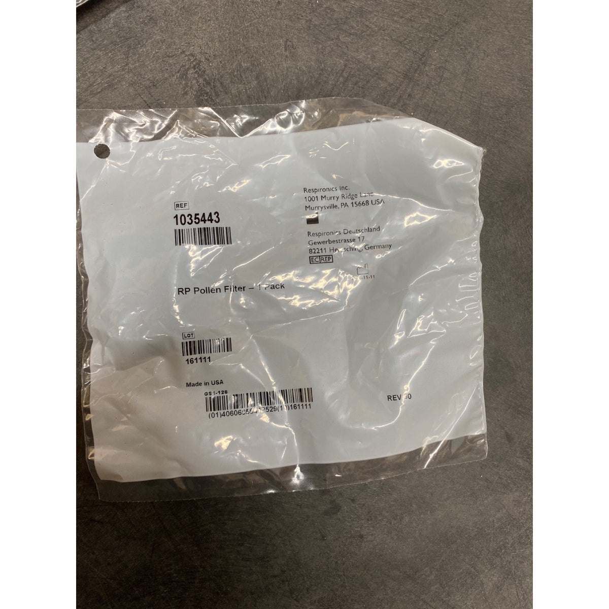 1035443 - RESPIRONICS - Rp pollen filter 1pack, (EA/1)