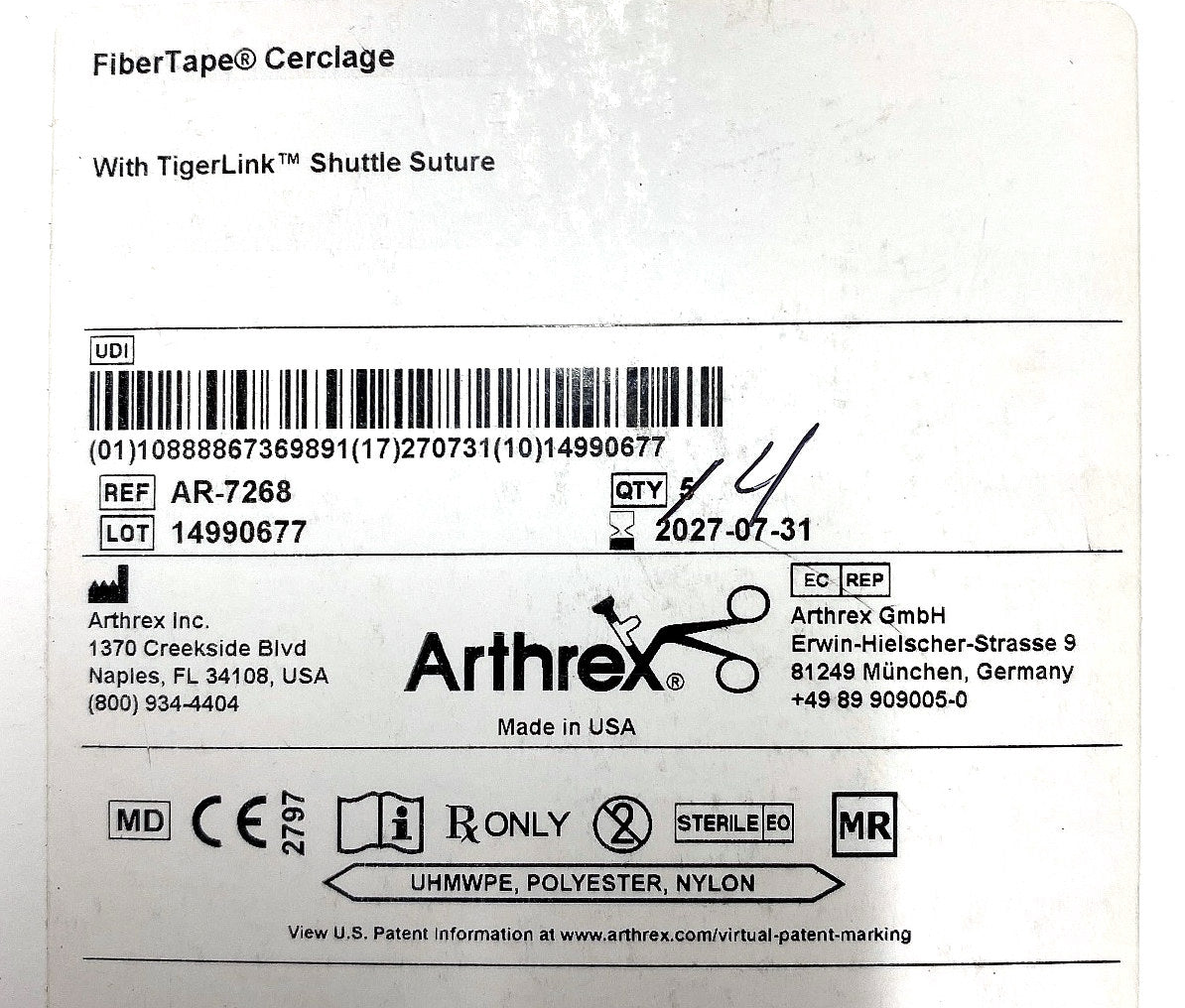 AR-7268 - ARTHREX - FiberTape Cerclage w/o Needle, (EA/1)