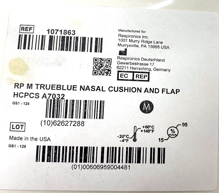1071863 - RESPIRONICS - RP M TRUEBLUE NASAL CUSHION AND FLAP, (EA/1)
