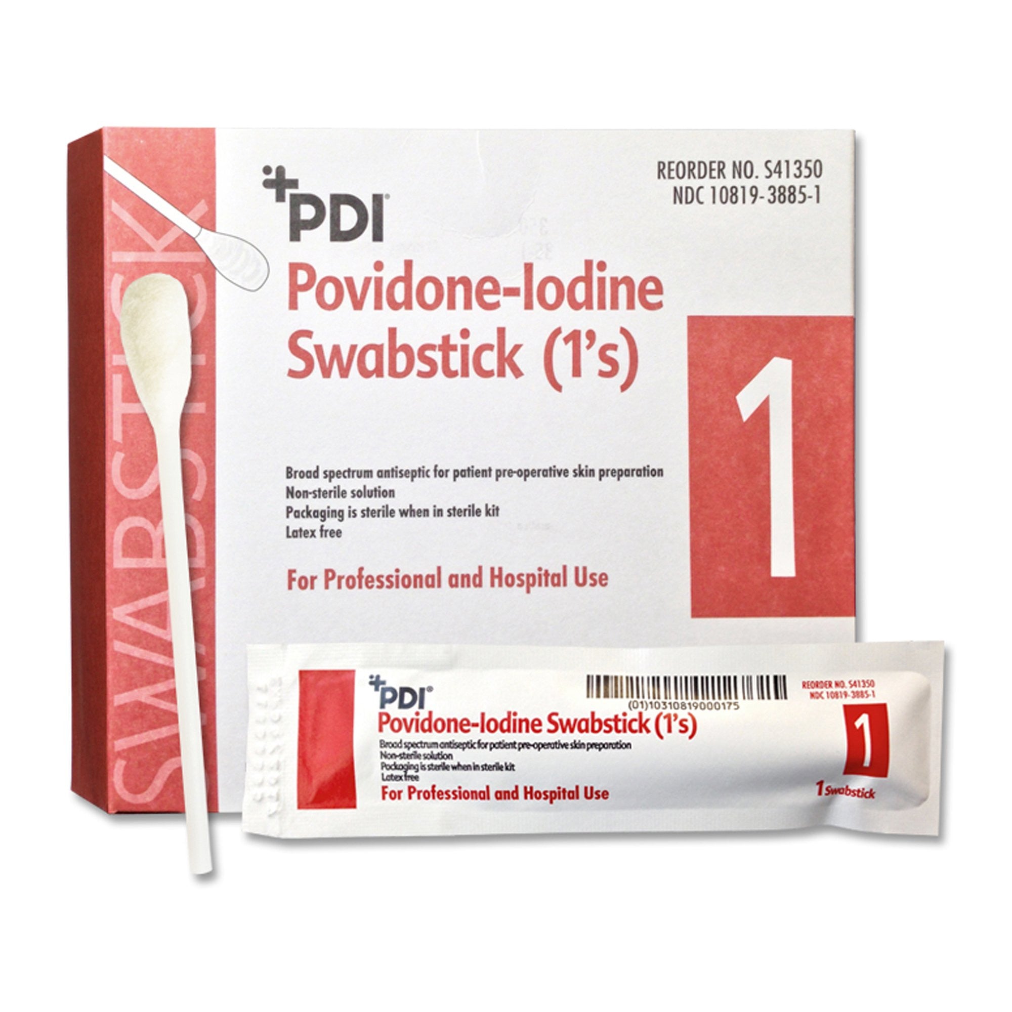 188681 - PDI - PDI Impregnated Swabstick 10% Strength Povidone-Iodine, Individual Packet, S41350, Pack of 1, (EA)