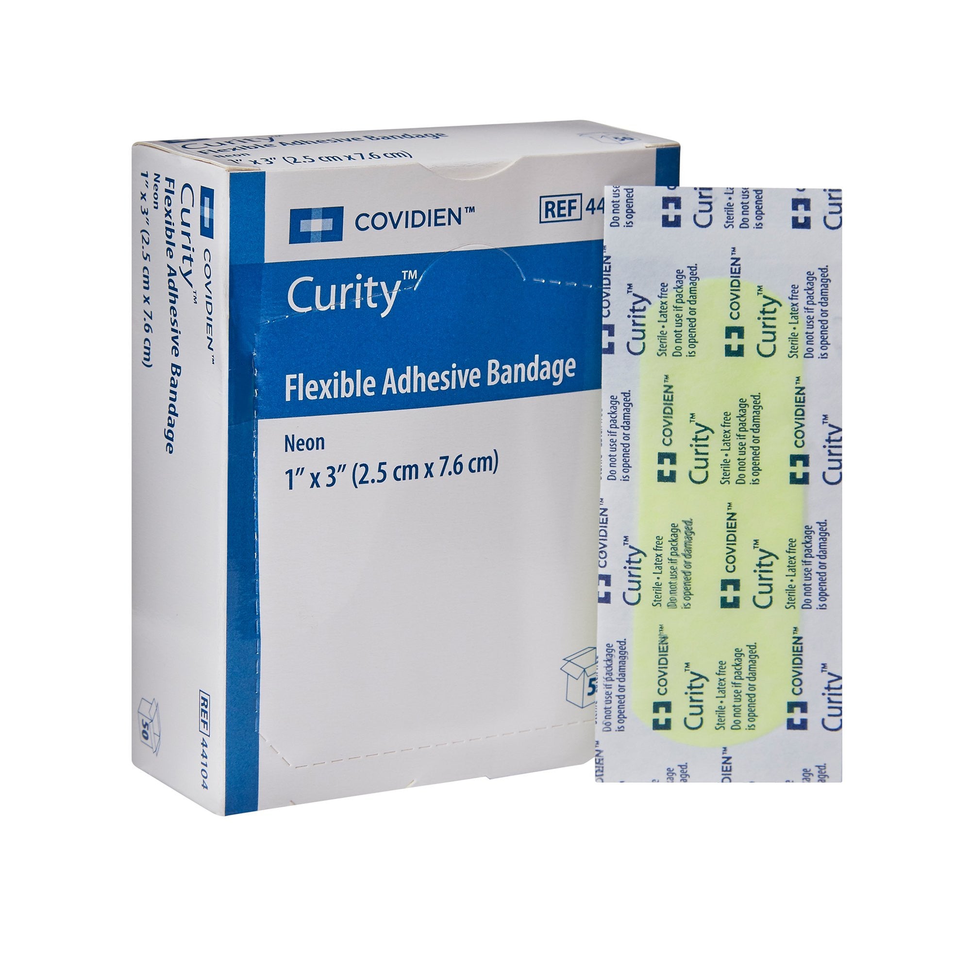 764639 - Curity - Curity Adhesive Strip Fabric Neon 1 X 3 Inch Sterile, 44104-, Box of 50, (BX)