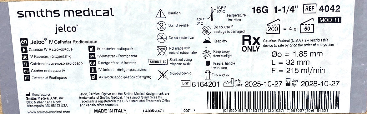 4042 - SMITHS MEDICAL - Jelco, (CS/50)
