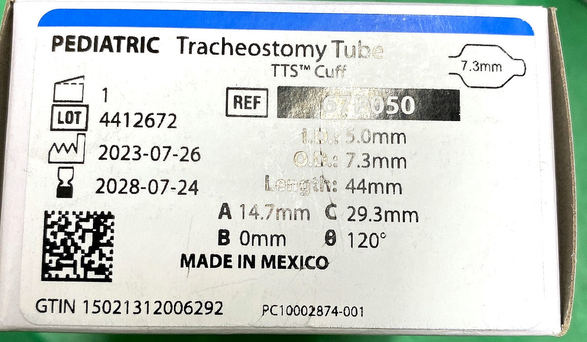 67P050 - SMITHS MEDICAL - Bivona Cuffed Neonatal Tubes - Trach Tube, Pediatric, Tight to Shaft, 5 mm, (BX/1)
