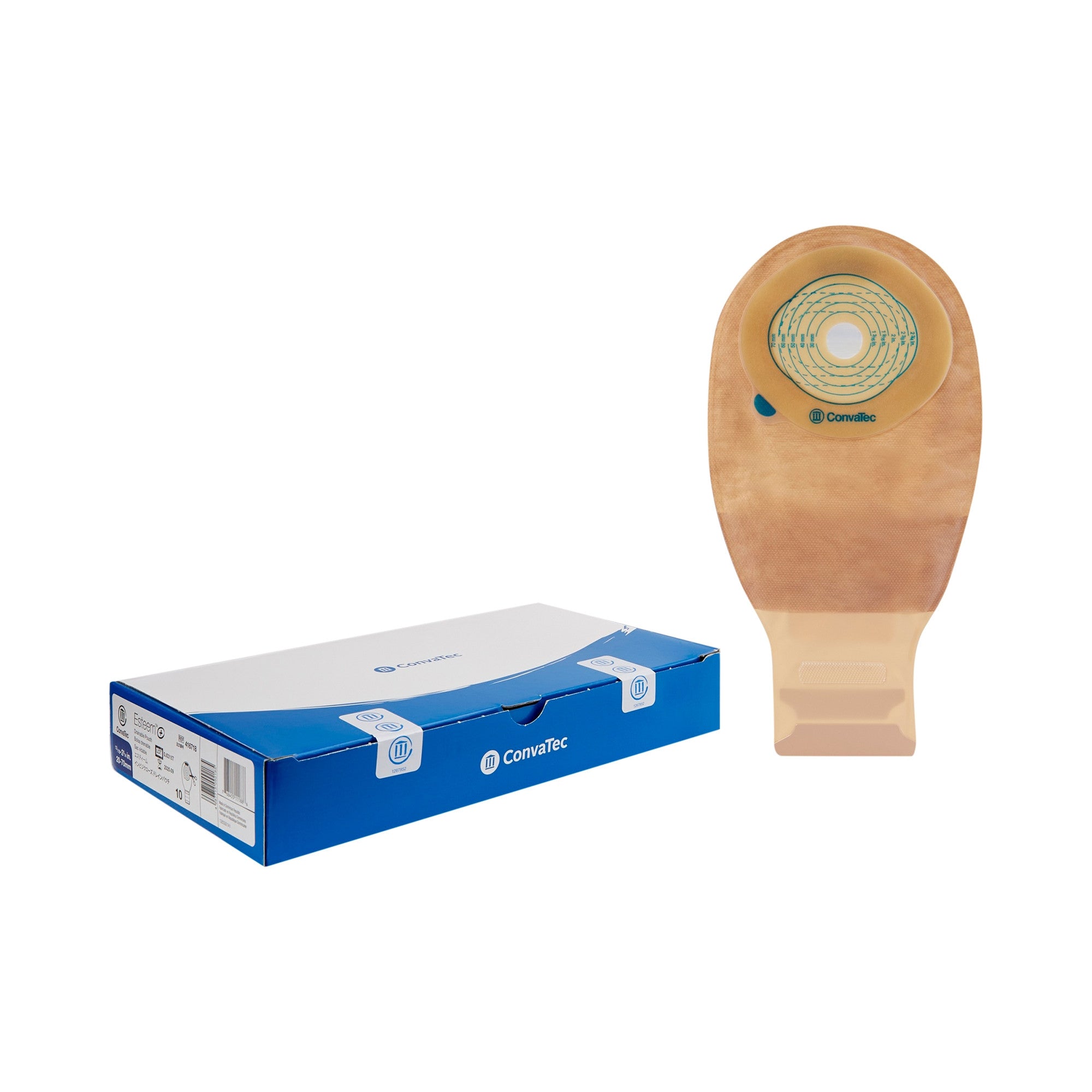 801314 - ESTEEM - Ostomy Pouch Esteem+ One-Piece System 12 Inch Length Trim to Fit 13/16 to 2-3/4 Inch Stoma Drainable 416718 Box of 10, (BX)