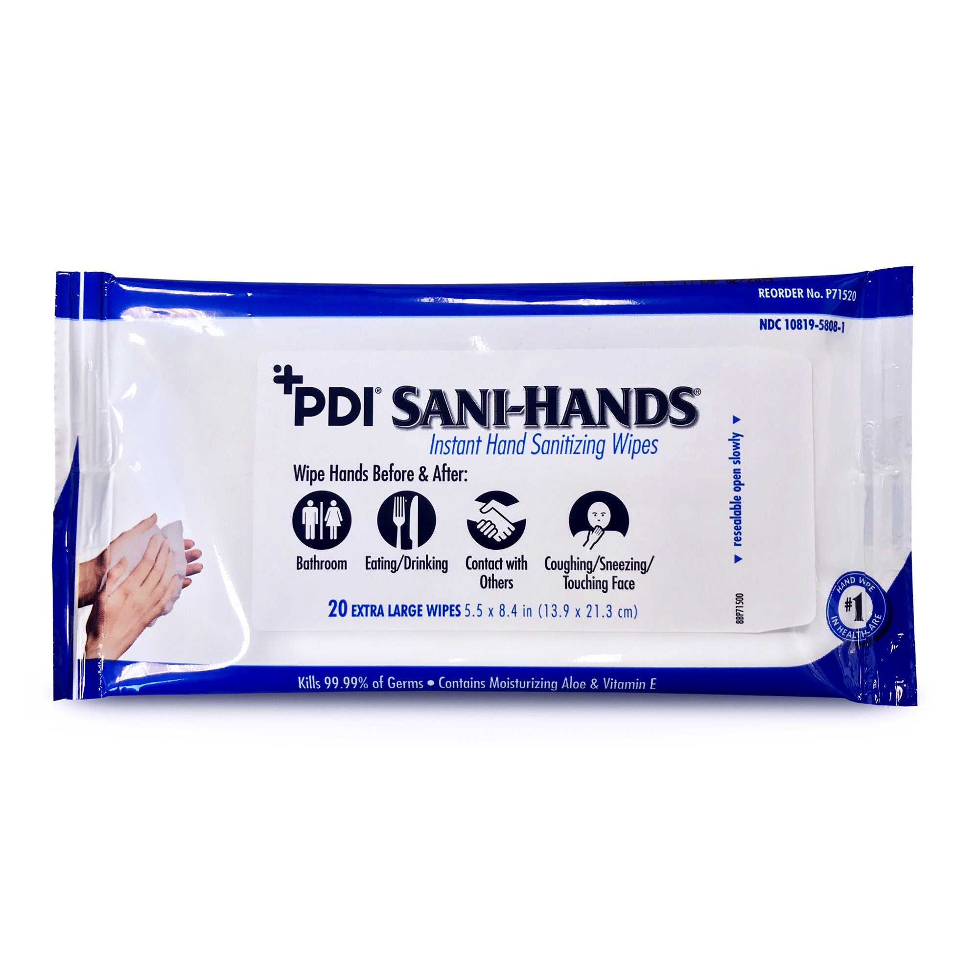 812687 - Sani - Hand Sanitizing Wipe Sani-Hands Ethyl Alcohol Wipe, P71520 Case of 48, (CS)