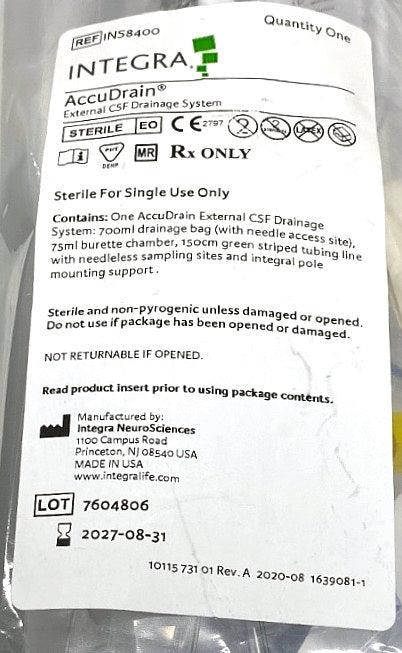 INS8400 - INTEGRA - External csf drainage Ssystem, (EA/1)
