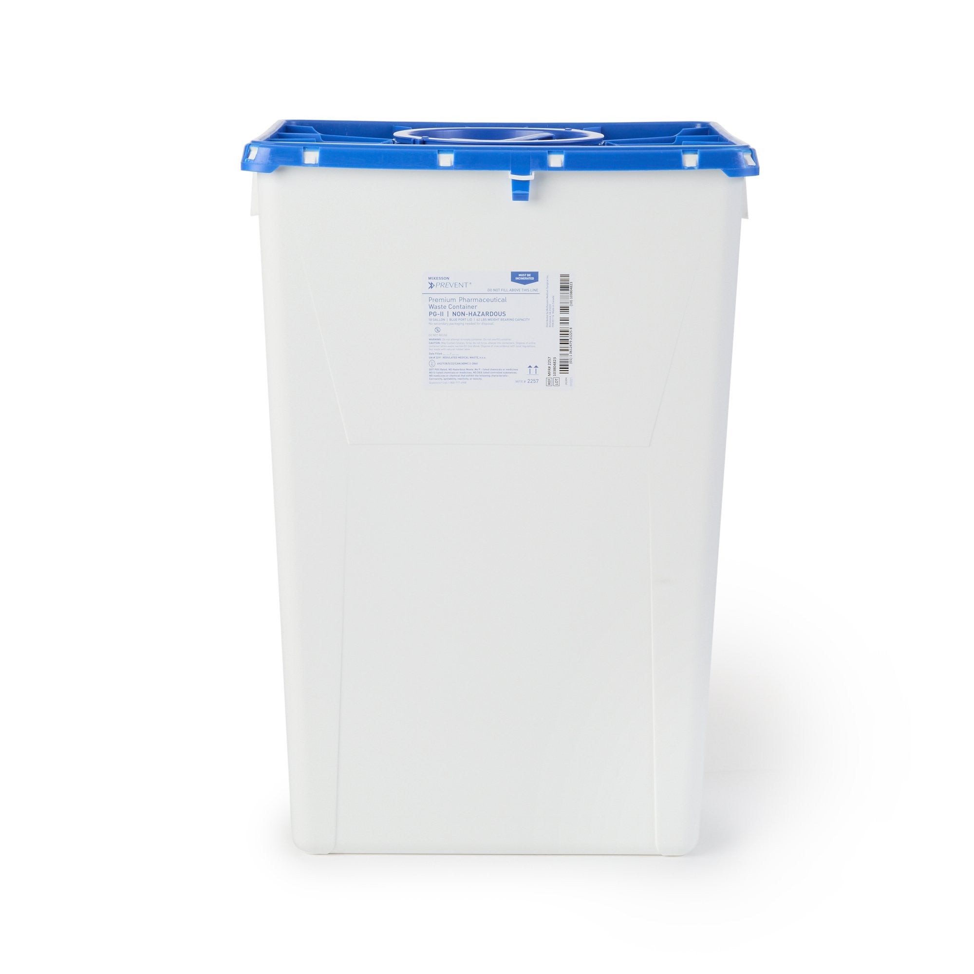 1011863 - McKesson - McKesson Prevent Pharma Waste Container, White Base, 24.6 H x 17.3 W x 13 L in, 18 gal., 2257, Case of 7, (CS)