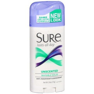 835475 - Sure - Antiperspirant / Deodorant Sure Solid 2.6 oz. Unscented Pack of 1, (EA)