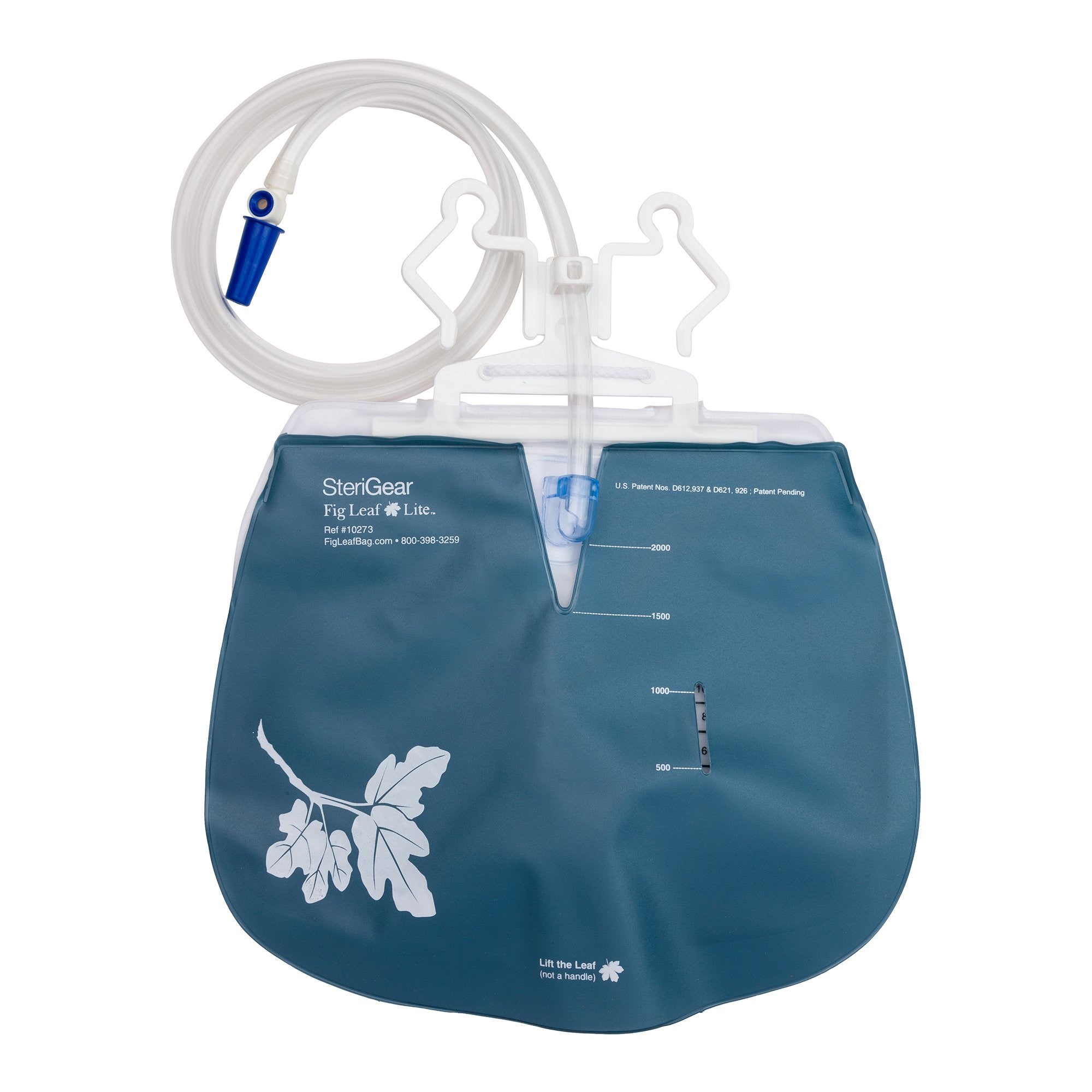 844525 - Fig Leaf - Fig Leaf Lite 2L Urinary Drain Bag with Anti-Reflux Valve, Universal Hanger, Rope Hanger and 46'' Tubing, Sterile, Box of 30, (BX)