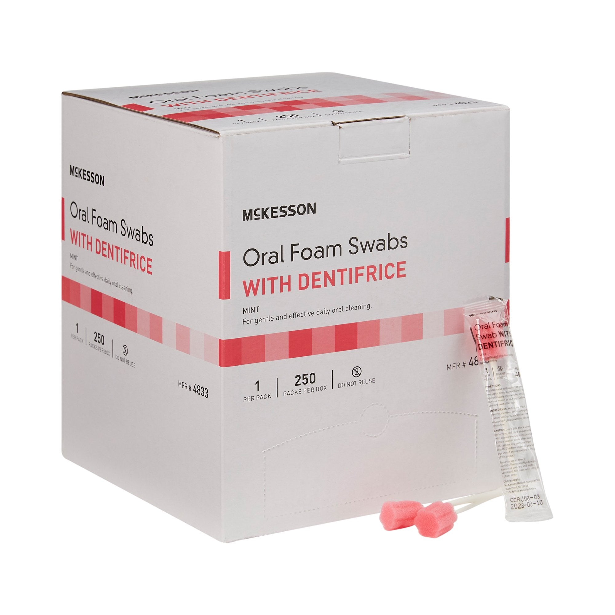 864692 - McKesson - McKesson 5'' Oral Foam Swab with Dentrifice, Paper Shaft, Case of 1000, (CS)