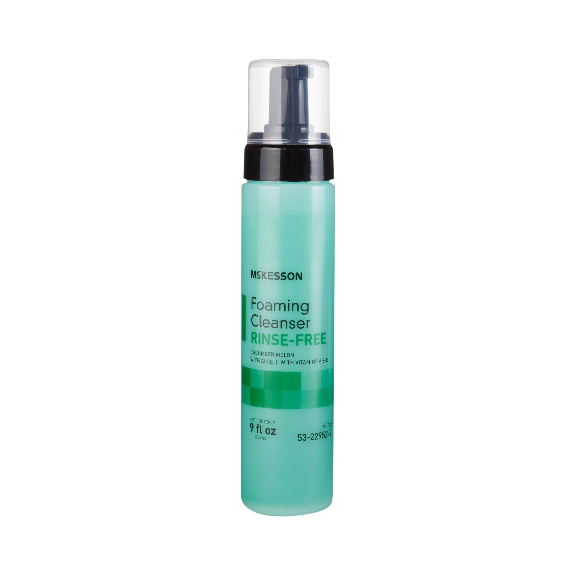 877020 - McKesson - McKesson Rinse-Free Foaming Cleanser with Pump, Enriched with Aloe Vera and Vitamins A and E, Cucumber Melon Scent, 9 oz., Case of 12, (CS)