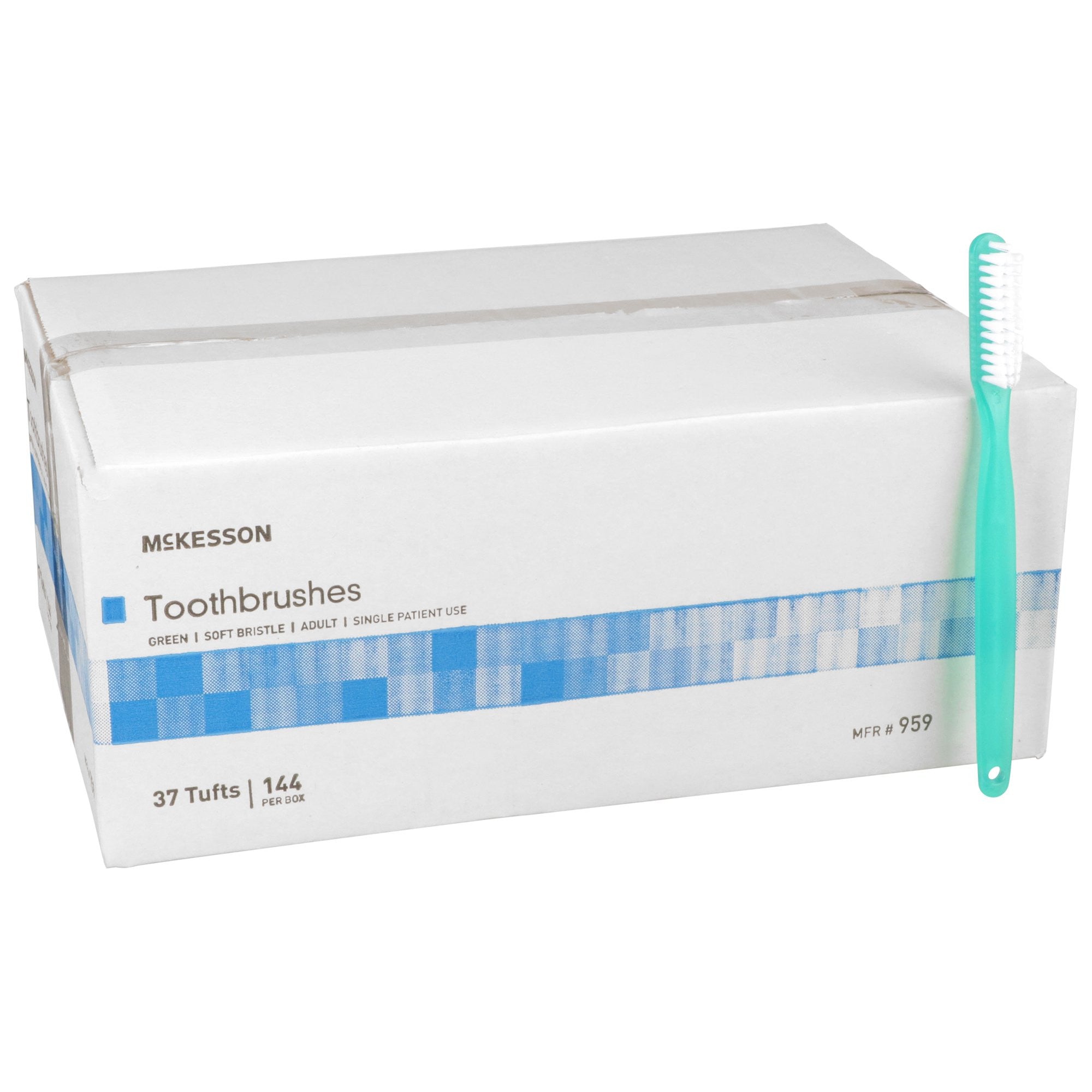 888502 - McKesson - Toothbrush McKesson Green Adult Soft 959 Case of 1440, (CS)